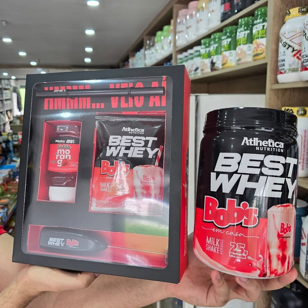 Novidade Best Whey × Bob's sabor milkshake morango disponível na Fórmula Store